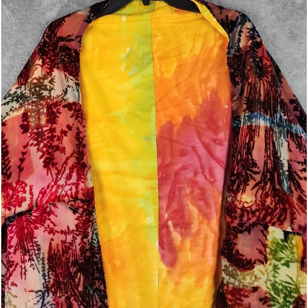 Womens Jacket One Size Multicolor Velvet Open Front Short Sleeve Retro Cover Up - Picture 4 of 7